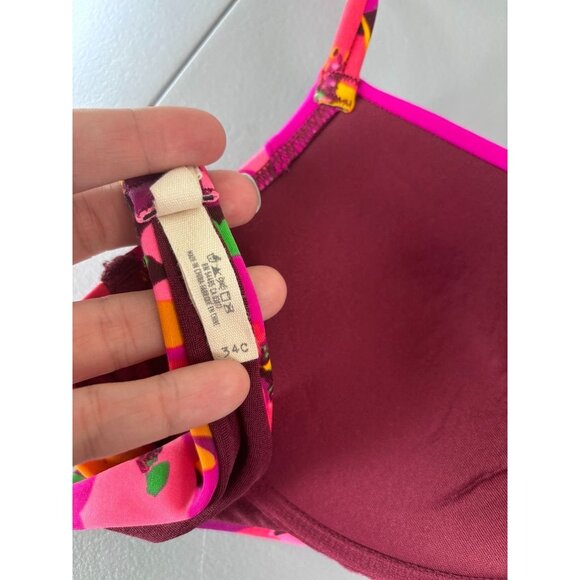 Aerie 34C women's purple‎ floral bikini top underwire push up halter swim top - Picture 7 of 8